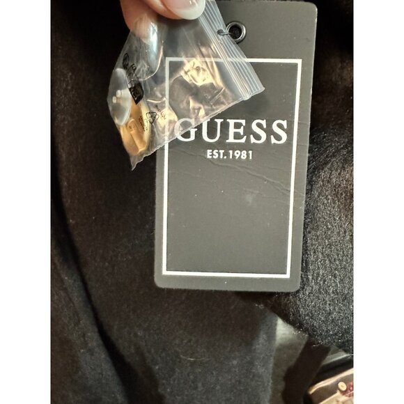 GUESS double breasted notched collar women's long coat - BLACK - Plus Size XXL - Picture 12 of 14